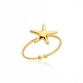 18k gold plated stainless steel starfish ring with twisted rope band and open design - Gold Starfish Twist (JZ4906G)