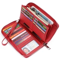 Cartera larga de cuero PU rojo con protección RFID y múltiples ranuras de tarjeta - Rojo