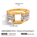 Detailed size chart of a two-tone 18K gold stainless steel geometric hollow ring - Starburst Stackable Style-Size 8 (JDR0108002-PS-8)