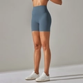 High-waisted yoga shorts in misty blue, squat-proof high-elasticity fitness fabric - Dark Grey Blue