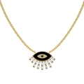 Elegant gold S925 silver necklace with black enamel evil eye and sparkling zircon - 925 Silver / Gold White Zirconia (DY190745-S-G-WH)