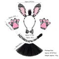 Set costume zebra 5 pezzi con cerchietto, gonna tutu, guanti, farfallino e coda per bimbi - Set Zebra 3 pezzi con Guanti e Gonna Tutù Nera