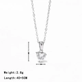 Silver heart pendant necklace with clear zircon 14.5x7mm charm and 40+5cm chain - Silver-White Zircon