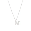 Elegant silver finish letter M pendant necklace with sparkling micro-pave cubic zirconia - Silver-M