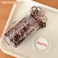 Set di elastici per capelli marroni in barattolo trasparente ad alta elasticità - 9x5,5cm in Scatola / Serie Caffè (500 Pezzi)