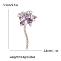 Broche fleur de lotus violette en finition dorée avec strass brillants et émail fin - Violet 3480