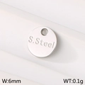 6mm round stainless steel pendant charm with S.Steel engraving for DIY jewelry - Steel Color Circle (KLJ9152-Z)