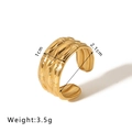 Minimalist golden stainless steel open ring with a unique bamboo-joint texture design - Bamboo Style (NB-R2023027)