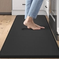 Dicke schwarze PU-Leder Küchenmatte mit rutschfester Textur, ölbeständig und komfortabel - 51*99cm / Schwarz