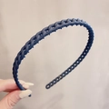 Matte navy blue headband with chain texture and non-slip teeth for women - 38# Chain-Navy Blue