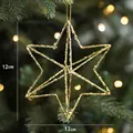 Étoile de Noël dorée pailletée de 12cm suspendue sur un sapin de fête étincelant - Étoile Hexagramme Dorée