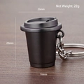 3D coffee cup keychain in matte black metal with detailed dimensions and 22g net weight - Coffee Cup (Black)
