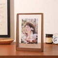 Vertical walnut finish wooden photo frame with double-sided glass for dried flowers - A4 / Walnut Wood / Vertical