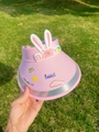 Pink kids sun visor hat with rabbit ears and solar fan for girls outdoor protection - Ice Silk Rabbit Style / Ice Silk Rabbit-Pink