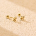 Elegante s925 zilveren goudkleurige schroefoorbellen met clusters van zirkonia's - 925 zilver / Goud