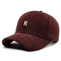 Gorra de béisbol granate con diseño de espiga y un logo R metálico dorado fino - Ajustable / Burdeos