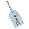 Light blue PU leather luggage tag with adventure quote and silver metal buckle - Light Blue