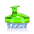 Handheld silicone scalp massager brush with green T-handle and blue cleaning bristles - Standard Type / Transparent Green