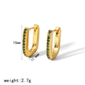 Boucles d'oreilles géométriques en forme de U dorées 18k avec zircons verts - Or 18 carats / Or Zircone Vert (TE6482-GN)