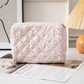 Floral quilted cosmetic bag in white with pink flower pattern and zipper closure - Pink Floral (Medium)