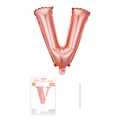 Roségoldener Folienballon Buchstabe V mit Kartenverpackung und Aufblasrohr für Partydeko - Buchstabe V / Roségold