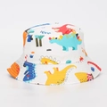 Kids' white cotton bucket hat featuring colorful dinosaur prints and protective brim - 51-52CM / Colorful Dinosaur Print (8#)