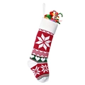 Chaussette de Noël en tricot avec motifs de flocons rouges et cœurs verts - Style 1 (Flocon de neige Cœur)
