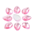 Pink teardrop acrylic crystals with faceted cut and silver flat back for DIY sewing - 13x18mm Pink 50pcs/Pack