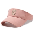 Rosafarbene Sonnenblende für Damen mit 3D-besticktem C-Logo auf atmungsaktivem Stoff - Verstellbar / Rosa Mit Buchstabe C