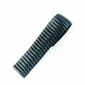 Elastic black stainless steel watch band with polished finish and link design - 20mm / Polished Black