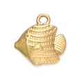 Golden stainless steel fish-shaped pendant with detailed texture for DIY jewelry - Gold 535# Tropical Fish / 12.5*12.5mm