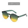 Frameless oversized gradient green jelly sunglasses with transparent temple design - Green Yellow Gradient