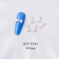 Détails de bijoux d'ongles nœuds argentés avec perles, taille 8x5mm modèle MZH-8194 - Nœud Papillon Argenté avec Perle (8194)