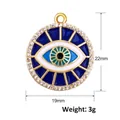 Detailed view of evil eye pendant showing 19mm width and 22mm height measurements - A0562 (Sun Ray Eye Round)