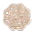 5mm iridescent transparent square glass seed beads in a white flower ceramic bowl - 11g/Bag (Approx. 50pcs) / White