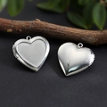 Polished silver heart-shaped locket pendant with hinge for DIY photos in stainless steel - Heart Concave Locket 27*29mm / Raw Blank