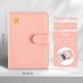 Custodia per passaporto in ecopelle rosa con slot per carte e icona aereo giallo - Rosa