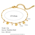 Detailed view of 18K gold plated stainless steel clover bracelet with pink beads - Clover Design (Gold-7)