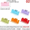 Lot de 6 pinces à cheveux colorées en plastique brillant pour femmes tons printaniers - 6cm 7-Dents Rose Mélangé