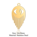 Gold stainless steel evil eye pendant with tassel detail for DIY jewelry necklaces - Eyelash Eye Style (LA325) / 5 Pieces / Gold