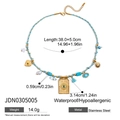 18K gold plated stainless steel necklace with blue evil eye charms and freshwater pearls - Bohemian Evil Eye Woven (JDN0305005)