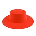 Elegante sombrero de fieltro de lana rojo con ala ancha para el otoño y el invierno - M (56-58cm) / Rojo Naranja