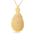 Elegante collar con colgante de gota dorado y relieve de puntos concéntricos - Colgante De Gota De Agua Con Anillo De Puntos En Relieve Dorado (KP28906-K)