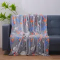 Grey luminous flannel blanket with space theme cartoon patterns of rockets and astronauts - Space Rocket / 100*150cm