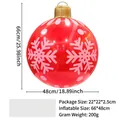 Inflatable red Christmas ball ornament with snowflake patterns and top golden ring - Christmas Ball / Red Snowflake