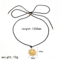 Golden sun pendant necklace with 1200mm long black cord minimalist luxury jewelry - Sun Pendant Black Cord Necklace (TN3628)