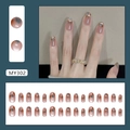Vintage cat-eye press-on nails in blue and brown with glitter accents, set of 24 pieces - Brown Blue Amber (Glue Style)