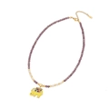 Collier de perles avec pendentif éléphant en émail jaune, zircons colorés et perles violettes - 4# Améthyste/Pendentif Éléphant Jaune