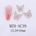 Macro detail of 15.5x16mm blue-purple gradient laser butterfly nail art accessory - Gold Frame Blue-Purple Gradient (AC39)