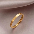 Elegant gold titanium steel ring with a continuous heart pattern on a silk background - US 5 / Gold